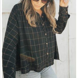 CJLA button top plaid NEVER WORN